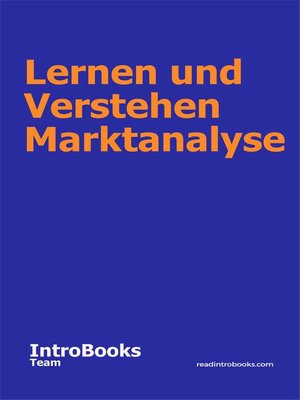 cover image of Lernen und Verstehen Marktanalyse